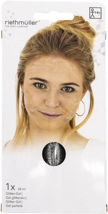 Professionele schmink/make-up glitter gel zilver, tube 28ml beschikbaar voor biedingen