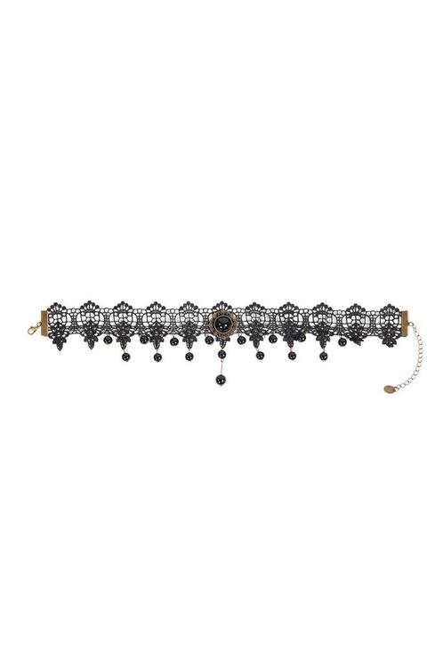 Choker Zwart Kant met Kraaltjes en Kettinkjes 2 Kanten Zwart, Sieraden, Tassen en Uiterlijk, Kettingen, Zwart, Nieuw, Verstelbaar