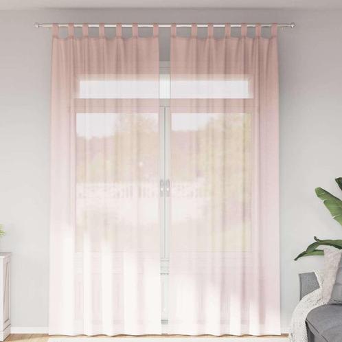 vidaXL Gordijnen voile met lussen 2 st 140x260 cm lichtroze, Huis en Inrichting, Stoffering | Gordijnen en Lamellen, Nieuw, Verzenden