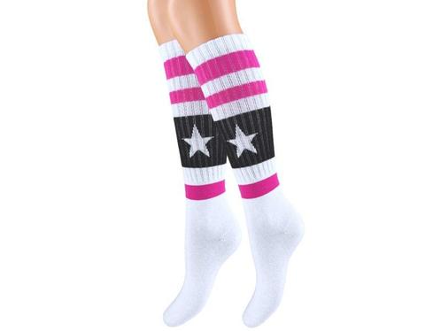 Kniekousen - Sportlook - Ster - Wit/Roze, Kinderen en Baby's, Kinderkleding | Schoenen en Sokken, Verzenden