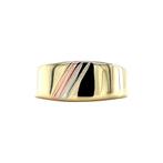 Tricolour gouden zegelring 14 karaat, Sieraden, Tassen en Uiterlijk, Ringen, Verzenden, Zo goed als nieuw, Goud