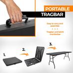 Inklapbare tafel - Klaptafel - Vouwtafel - 183x76 cm - Zwart, Verzenden, Zo goed als nieuw