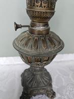 Olielamp - Messing, Tin, gietijzer - Antieke olielamp, Antiek en Kunst