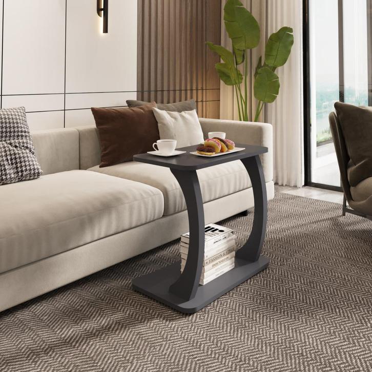 Bijzettafel Stattela op wielen C-vorm 59x35x56 cm grijs [en., Huis en Inrichting, Tafels | Bijzettafels, Verzenden