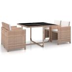 vidaXL 5-delige Tuinset met kussens poly rattan beige, 4 zitplaatsen, Nieuw, Tuinset, Verzenden
