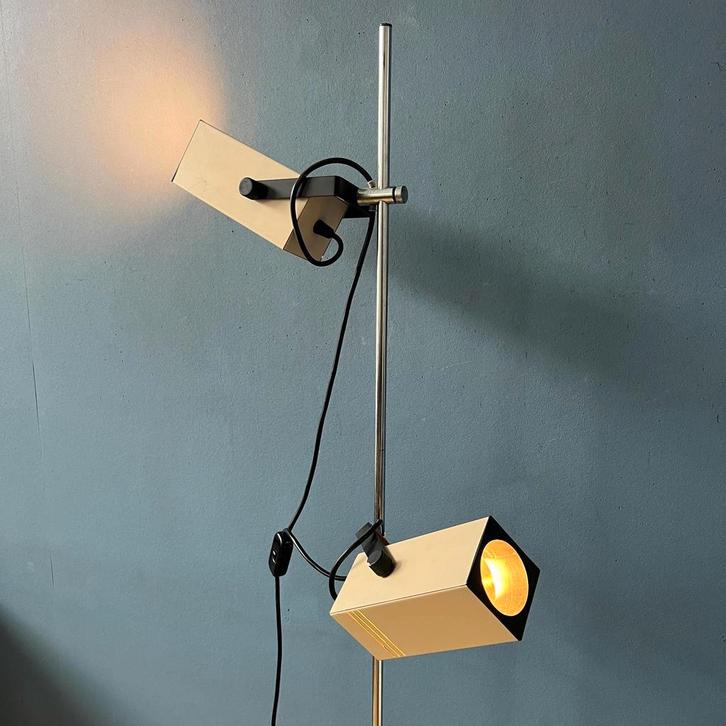 Cream Taupe 70s Vintage Philips Space Age Floor Lamp, Huis en Inrichting, Lampen | Vloerlampen, Nieuw, Ophalen of Verzenden