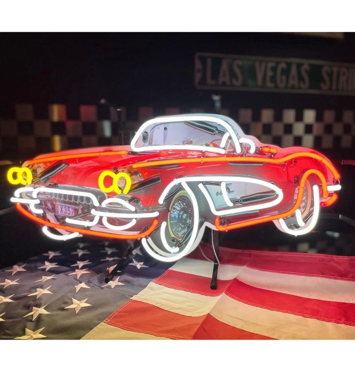 Chevrolet Corvette C1 Car Neon Verlichting 70 x 34 cm, Auto-onderdelen, Verlichting, Ophalen