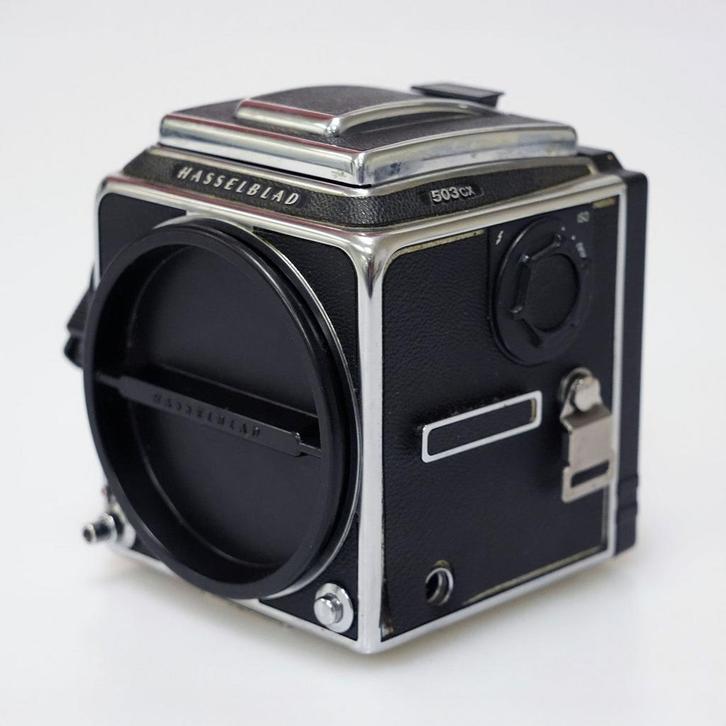 Hasselblad 503CX Body + schachtzoeker + A12 achterwand, Audio, Tv en Foto, Fotocamera's Digitaal, Gebruikt, Verzenden