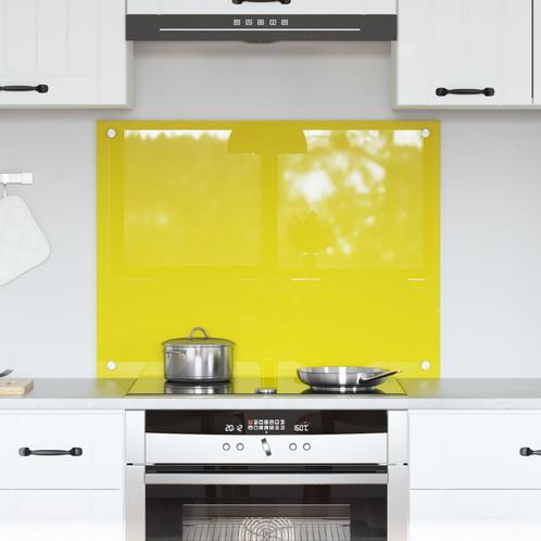vidaXL Keuken Achterwand Geel 80 x 60 x 0.6 cm gehard glas, Huis en Inrichting, Keuken | Keukenbenodigdheden, Nieuw, Verzenden