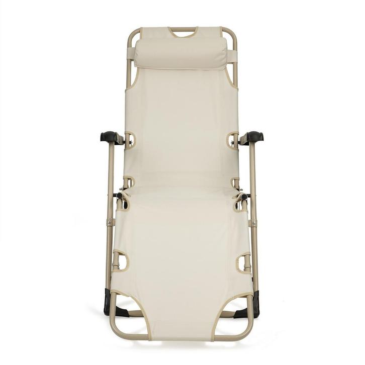 Stevige Tuin Ligstoel 2in1 Beige | OP = OP | 55% Korting, Tuin en Terras, Tuinstoelen, Inklapbaar, Nieuw, Metaal, Ophalen of Verzenden