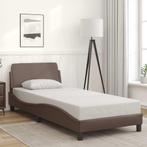 Kunstleer Bedframe 80x200 | Tweedekansje | OP=OP, Verstelbaar, Eenpersoons, Bruin, Nieuw