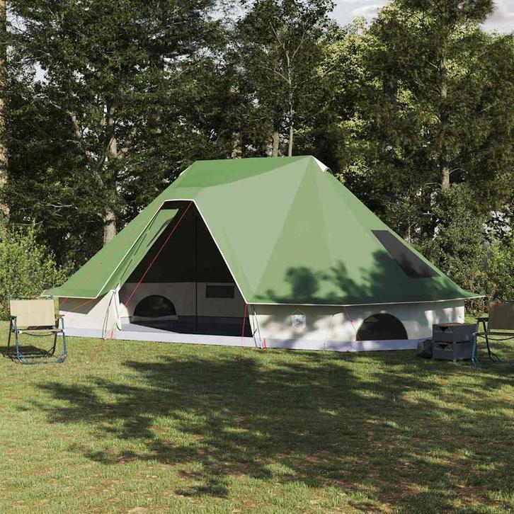 vidaXL Familie Tipi Tent Tipi met dak Groen 680 x 430 x 270, Caravans en Kamperen, Tenten, Nieuw, Verzenden