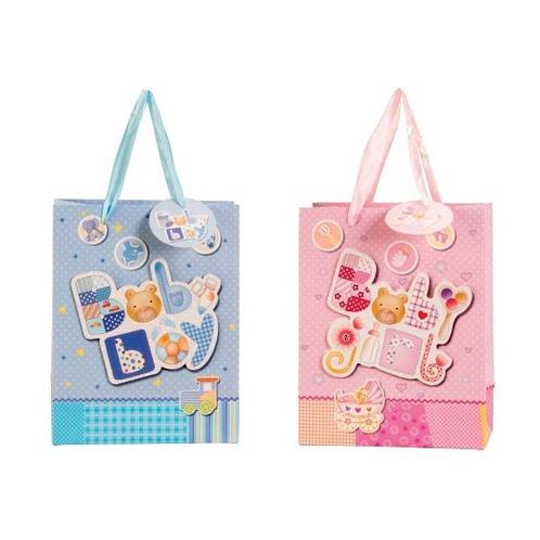 Geschenktasje cadeau tas baby with glitter + aplication 2, Hobby en Vrije tijd, Knutselen, Nieuw, Ophalen of Verzenden
