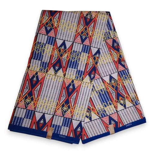 Afrikaanse stof - Wit KT-3073 - Poly, Hobby en Vrije tijd, Stoffen en Lappen, Nieuw, Ophalen of Verzenden