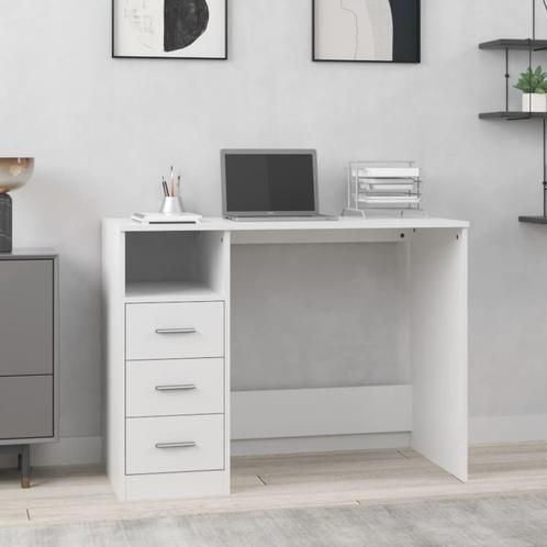 vidaXL Bureau met lades 102x50x76 cm bewerkt hout wit, Huis en Inrichting, Bureaus, Nieuw, Verzenden