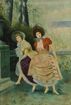 French school (XIX) - Ladies in the garden, Antiek en Kunst