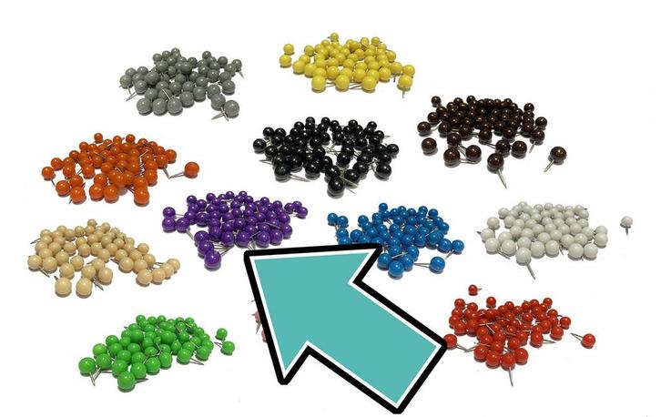 Set punaises met bolle kop in doosje (paars, 50 stuks), Doe-het-zelf en Verbouw, Gereedschap | Handgereedschap, Nieuw, Ophalen of Verzenden