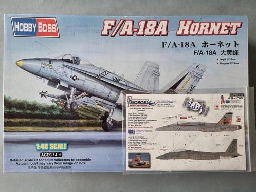 HobbyBoss 80320 F/A-18A Hornet 1:48 + after market decals, Hobby en Vrije tijd, Modelbouw | Vliegtuigen en Helikopters, Verzenden