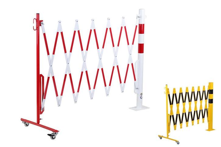 Paal met harmonicahek  -  Wit & Rood  -  x 4000 mm  -, Zakelijke goederen, Kantoor en Winkelinrichting | Magazijn, Stelling en Opslag