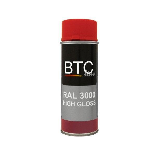 BTC Spray Ral 3000 Vuurrood Hoogglans 400 ml, Doe-het-zelf en Verbouw, Verf, Beits en Lak, Nieuw, Ophalen of Verzenden