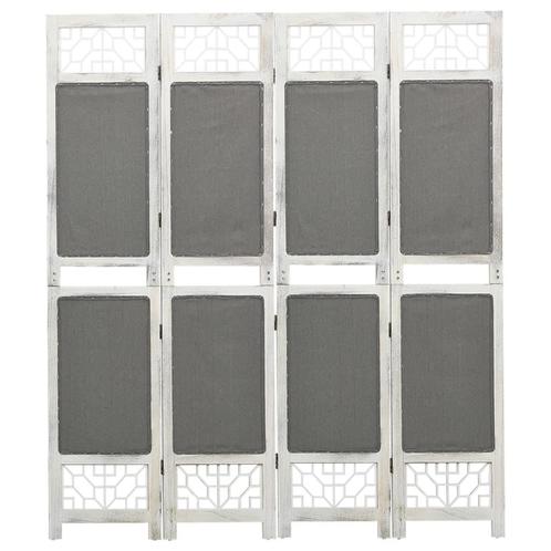 vidaXL Kamerscherm met 4 panelen 140x165 cm stof grijs, Huis en Inrichting, Woonaccessoires | Kamerschermen, Nieuw, Verzenden