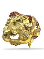 Broche - 18 karaat Geel goud, 18K geelgouden leeuwenspeld