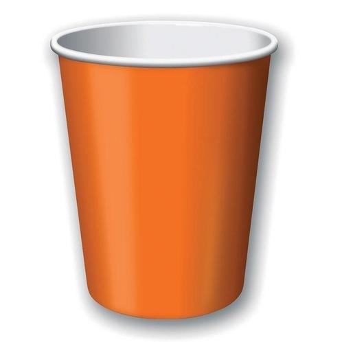 8x Oranje wegwerp bekertjes 256 ml feestdecoratie - Papier.., Hobby en Vrije tijd, Feestartikelen, Ophalen of Verzenden