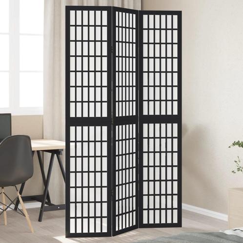 vidaXL Kamerscherm met 3 panelen massief paulowniahout zwart, Huis en Inrichting, Woonaccessoires | Kamerschermen, Nieuw, Verzenden
