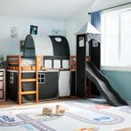 vidaXL Kinderhoogslaper met toren 80x200 cm grenenhout wit, Eenpersoons, Verzenden, Zwart, Nieuw