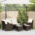vidaXL 6-delige Loungeset met kussens poly rattan bruin, Verzenden, Nieuw, Rotan, Loungeset