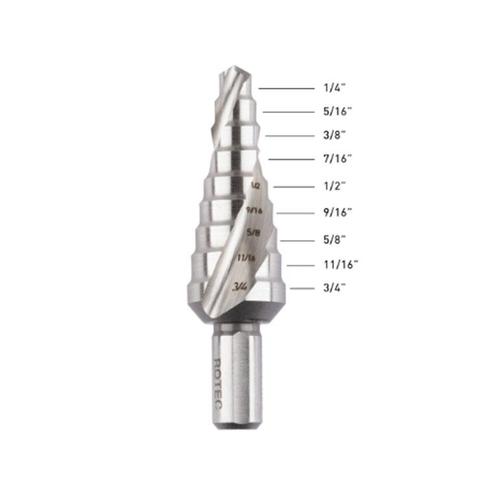Rotec HSS Trappenboor, Stoomontlaten, nr.3 / ø1/4-3/4, Doe-het-zelf en Verbouw, Gereedschap | Boormachines, Nieuw, Verzenden