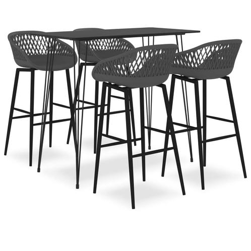 vidaXL 5-delige Barset zwart en grijs, Huis en Inrichting, Complete eetkamers, Nieuw, Verzenden