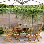 vidaXL 5-delige Tuinset polypropeen en massief hout grijs, Tuin en Terras, Tuinsets en Loungesets, Verzenden, Nieuw, Hardhout