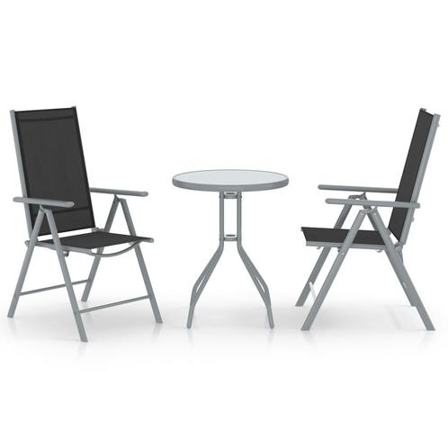 vidaXL 3-delige Bistroset aluminium en textileen, Tuin en Terras, Tuinsets en Loungesets, Nieuw, Aluminium, Verzenden