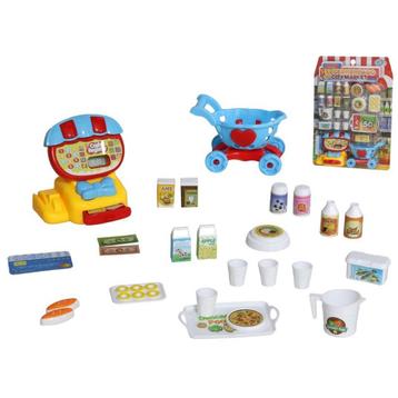 Supermarkt met kassa en winkelwagen - 26 delig (Speelgoed)