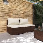 vidaXL 2-delige Loungeset met kussens poly rattan bruin, Verzenden, Nieuw, Rotan, Loungeset