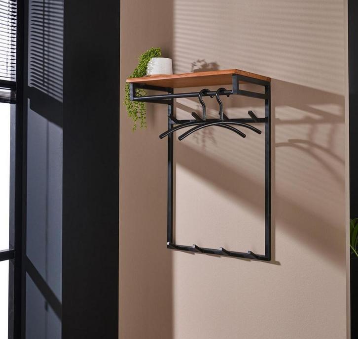 Industriele Kapstok 55cm breed  - Hout - Kledinghanger -2026, Huis en Inrichting, Woonaccessoires | Kapstokken, Wandkapstok, Nieuw