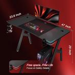 Gaming bureau - Gaming desk - Gaming tafel - 120x60 cm - Zwa, Verzenden, Zo goed als nieuw