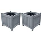 vidaXL Plantenbakken verhoogd 2 st 30x30x30 cm massief, Verzenden, Minder dan 60 cm, Nieuw, Hout
