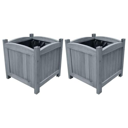 vidaXL Plantenbakken verhoogd 2 st 30x30x30 cm massief, Tuin en Terras, Bloembakken en Plantenbakken, Minder dan 60 cm, Nieuw