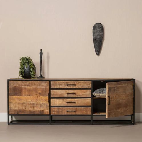 Dressoir Mangohout Lowen 210 cm, Huis en Inrichting, Kasten | Dressoirs, 200 cm of meer, 25 tot 50 cm, Nieuw, Overige houtsoorten