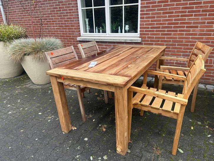 Teakhout - Ayra tuinset - Tuintafel(180x90cm), Tuin en Terras, Tuintafels, Gebruikt, Teakhout, Rechthoekig