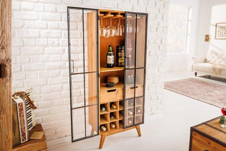 Massieve vitrinekast SEVEN SEAS 150cm naturel grenen, Huis en Inrichting, Kasten | Overige, Ophalen of Verzenden