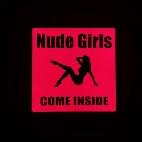 Reclamebord - Amsterdam Red-lights Nude Girls Come inside, Antiek en Kunst, Antiek | Wandborden en Tegels