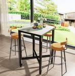 Luxe marmeren bartafel 70x70 cm met zwart metalen frame, Verzenden, Nieuw