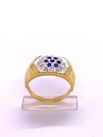 Zonder Minimumprijs - Ring - 9 kt. Geel goud, Zilver Saffier, Nieuw