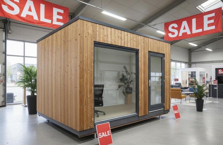 SALE! | PREFAB TUINKANTOOR SHOWROOM MODEL | INCL. PLAATSING, Tuin en Terras, Tuinhuizen, 2 ramen, Nieuw, Hout, Tuinhuis, Verzenden