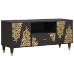 vidaXL TV-kast met lade Zwart 105 x 33 x 46 cm Massief Mango, Huis en Inrichting, Verzenden, Nieuw