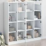 vidaXL Boekenkast met deuren 136x37x142 cm bewerkt hout wit, Huis en Inrichting, Kasten | Buffetkasten, Verzenden, Nieuw, Overige houtsoorten