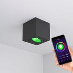 Smart Tuya LED Opbouw spot Zwart 80x80mm vierkant RGB + CCT, Huis en Inrichting, Lampen | Spots, Ophalen of Verzenden, Nieuw, Metaal of Aluminium